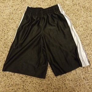 Boys Black Athletic Shorts with Silver Striping